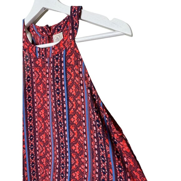 Paper Crane Sleeveless Tank Blouse Medium Red Blue Boho Festival Style - Picture 5 of 12